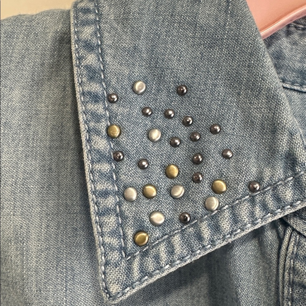 Chico's Denim-Style Button Down with Studs - Picture 3 of 8